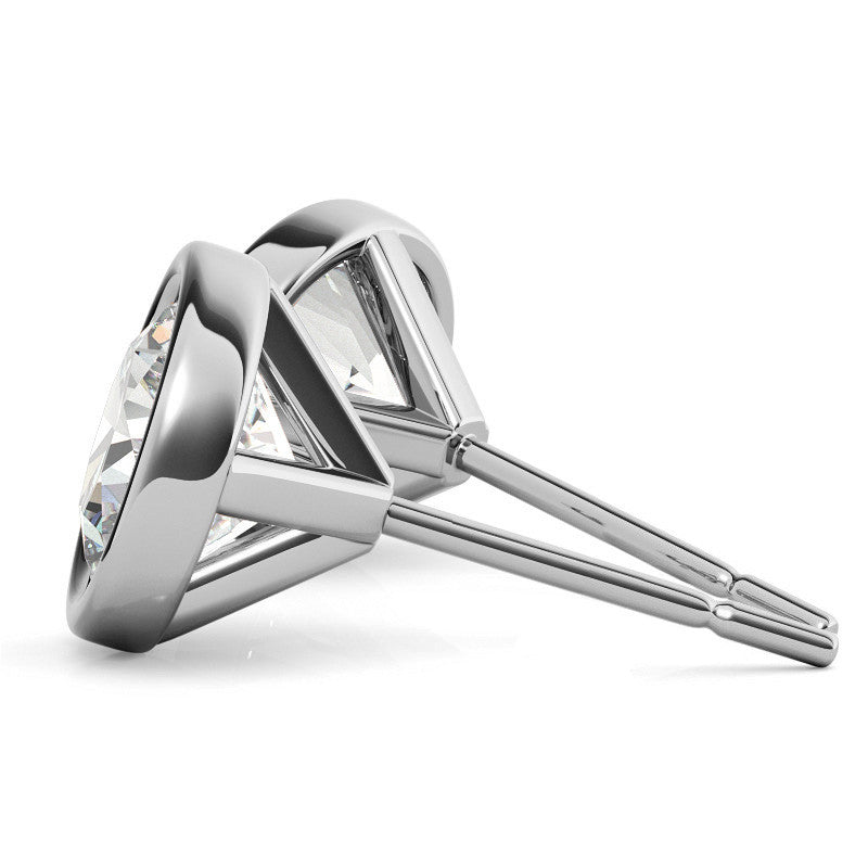 4.00 CTW Lab Grown Diamond Bezel Martini Stud Earrings in 14K White or Yellow Gold